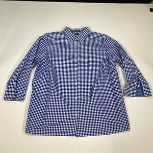 Lauren Ralph Lauren Navy and White Gingham Blouse